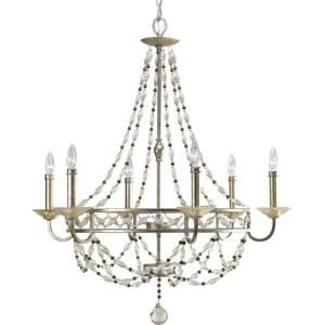 Thomasville Lighting Chanelle Collection 6 Light Antique Silver Chandelier P4443 34