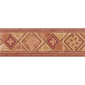 The Wallpaper Company 8 in. x 10 in. Red Mid Tone Moroccan Tile Border Sample WC1280009S
