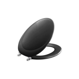 KOHLER Revival Elongated Closed Front Toilet Seat with Brushed Chrome Hinges in Black K 4615 G 7