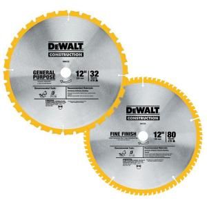 DEWALT 12 in. Circular Saw Blades Assortment (2 Pack) DW3128P5