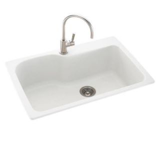 Swanstone Dual Mount Composite 33x22x10 1 Hole Single Bowl Kitchen Sink in White KS03322SB.010
