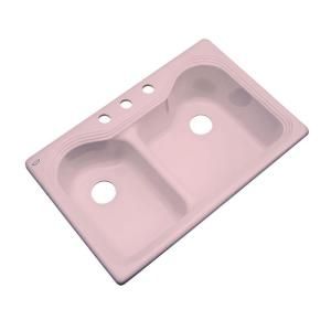 Thermocast Breckenridge Drop in Acrylic 33x22x9 in. 3 Hole Double Bowl Kitchen Sink in Dusty Rose 46362