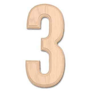 Design Craft MIllworks 8 in. Pine Wood Number (3) 47209