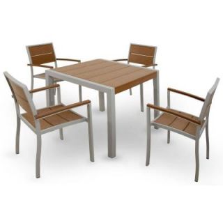 Trex Outdoor Furniture Surf City Textured Silver 5 Piece Patio Dining Set with Tree House Slats TXS125 1 11TH