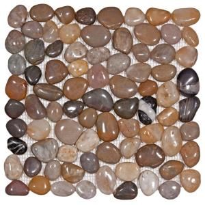 Merola Tile Riverstone Polished Multi 12 in. x 12 in. x 12 mm Natural Stone Mosaic Floor and Wall Tile GDMPSML
