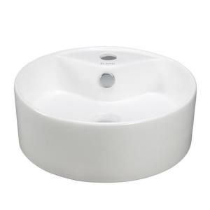 Elanti Vessel Above Counter Round Bowl Bathroom Sink in White EC9869