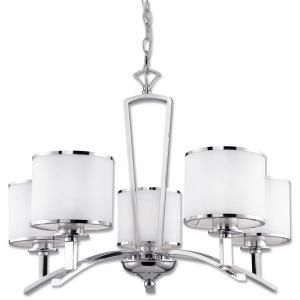 Concord Collection 5 Light Chrome Chandelier with White Fabric Shade 23065 H5