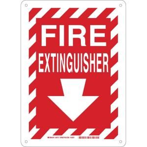 Brady 14 in. x 10 in. Plastic Fire Extinguisher with Arrow Safety Sign 25717
