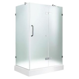 Vigo 32 3/8 in. x 48 1/8 in. x 79 1/4 in. Frameless Pivot Shower Door in Chrome with Frosted Glass with Right Base VG6011CHMT48WR