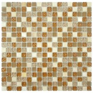 Merola Tile Tessera Mini Amber 11 3/4 in. x 11 3/4 in. x 8 mm Glass and Stone Mosaic Wall Tile GITMSAM