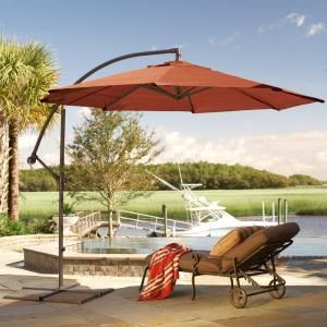 Home Decorators Collection 10 ft. Cantilever Patio Umbrella in Terra Cotta with Black Frame 6249610170