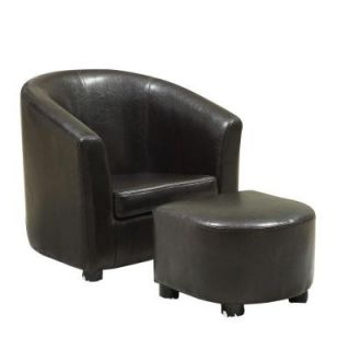 Dark Brown Leather Look Juvenile Chair/Ottoman Set (2 Piece) I 8103