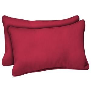 Hampton Bay Geranium Red Outdoor Lumbar Pillow (2 Pack) WC08121X 9D2