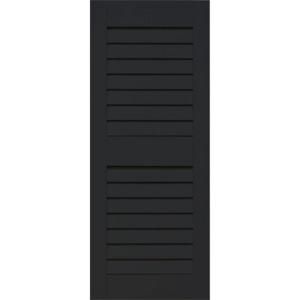 Home Fashion Technologies Plantation 14 in. x 72 in. Solid Wood Louver Exterior Shutters Behr Jet Black DISCONTINUED 1401472102