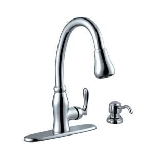 Glacier Bay Pavilion Single Handle Pull Down Sprayer Kitchen Faucet with Soap Dispenser in Chrome 67070 0101