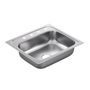 MOEN 2200 Series Drop in Stainless Steel 25x22x6.5 4 Hole Single Bowl Kitchen Sink G221984