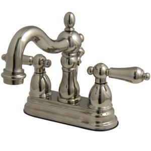 Kingston Brass Victorian 4 in. Centerset 2 Handle Bathroom Faucet in Polished Nickel HKB1606AL