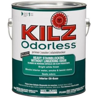 KILZ ODORLESS 1 gal. White Oil Based Interior Primer, Sealer and Stain Blocker 10941