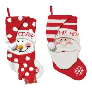 Santas Workshop 19 in. Yarn Hooked Santa/Snowman Stocking (Set of 2) 18011