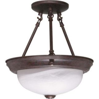 Glomar 2 Light Old Bronze 11 in. Semi Flush with Alabaster Glass HD 208