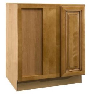 Home Decorators Collection Assembled 39x34.5x24 in. Base Blind Corner Left with Full Height Door in Lewiston Toffee Glaze BBCU39L LTG