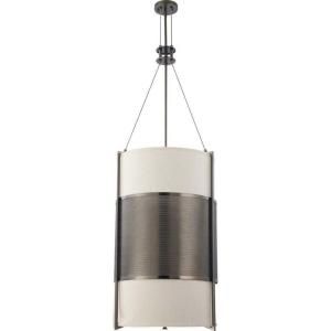 Glomar 6 Light Vertical Pendant with Khaki Fabric Shade Finished in Hazel Bronze HD 4432