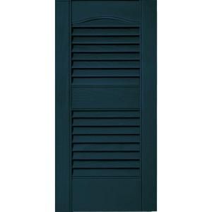Builders Edge 12 in. x 25 in. Louvered Vinyl Exterior Shutters Pair in #166 Midnight Blue 010120025166
