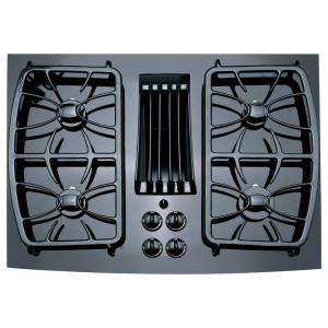 GE Profile 30 in. Gas on Glass Gas Cooktop in Black with 4 Burners including a 11,000 BTU All Purpose Burner PGP989DNBB