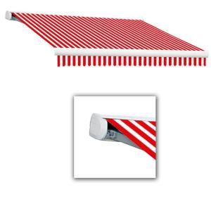 AWNTECH 20 ft. Key West Full Cassette Left Motor with Remote Retractable Awning (120 in. Projection) in Red/White KWL20 28 RW