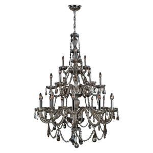 Worldwide Lighting Provence Collection 21 Light Chrome with Golden Teak Crystal Chandelier DISCONTINUED W83099C38 GT