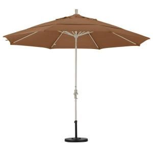 California Umbrella 11 ft. Aluminum Collar Tilt Double Vented Patio Umbrella in Straw Pacifica GSCU118913 SA14 DWV