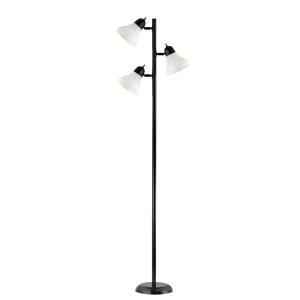 Design Trends 64.25 in. Matte Black Floor Lamp with three White Adjustable Acrylic Shades 19004 07