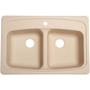 FrankeUSA Top Mount Granite 33x22x8 1 Hole Double Bowl Kitchen Sink in Champagne DISCONTINUED FGC3322 1