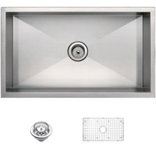 Water Creation Undermount Zero Radius Stainless Steel 33x19x10 0 Hole Single Bowl Kitchen Sink with Strainer and Grid in Satin Finish SSSG U 3319A