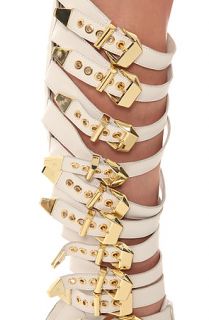 Jeffrey Campbell Shoe Lilith Leather Gold and White