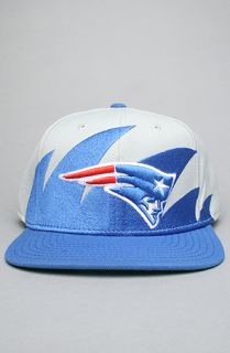 Mitchell & Ness The New England Patriots Sharktooth Snapback Hat in Blue Gray