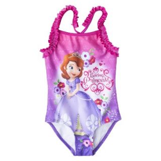 Sofia the First Toddler Girls 1 Piece Swimsuit   Pink 5T