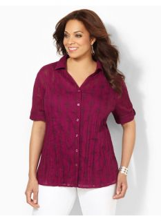 Catherines Plus Size Crinkle Buttonfront   Womens Size 0X, Plumberry