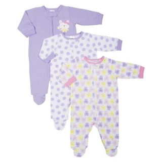Gerber Newborn Girls 3 Pack Assorted Zipper Front Sleep N Play   Purple/Pink
