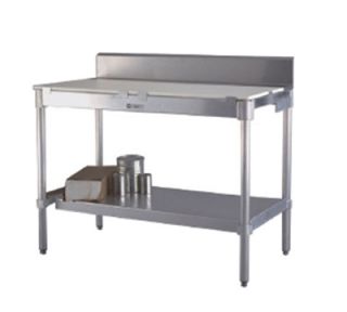 New Age Work Table w/ .63 in Poly Top & 6 in Stainless Splash At Rear, 96x24 in Aluminum