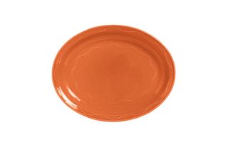Syracuse China Oval Platter, Cantina Carved Pattern & Shape, Flint, 13.62x10.62 in, Saffron