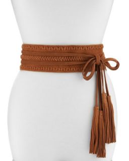 Summer Suede Double Wrap Belt, Whiskey