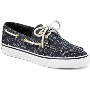 Sperry Top Sider Womens Bahama 2 Eye Navy Whale Critter Shoes, Size 8 M   9266180