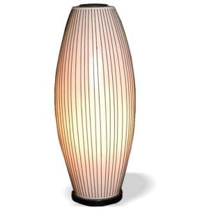Jeffan Varo 26 in. White Elliptical Shape Table Lamp with Black Linear Accent LM 1405A