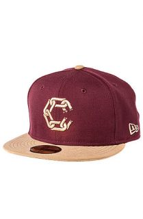 Crooks and Castles Fitted Cap The New Chain C in Burgundy and Khaki