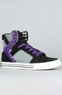 SUPRA The Skytop Sneaker in Black Suede Grey Leather Purple Patent Leather