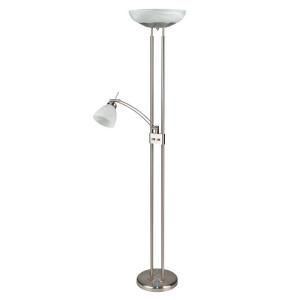 Illumine 71.5 in. Polished Steel Torchiere Lamp with Cloud Glass CLI LS422389