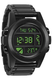 Nixon The Unit Sterling Silver Watch in All Black Green