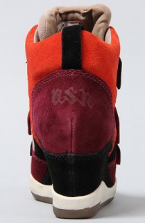 Ash Shoes The Alex Sneaker in Black Lotter Bourdeaux Coral Suede