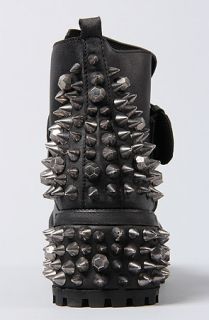 Jeffrey Campbell Boot Spiked in Black Washed and Silver Spike